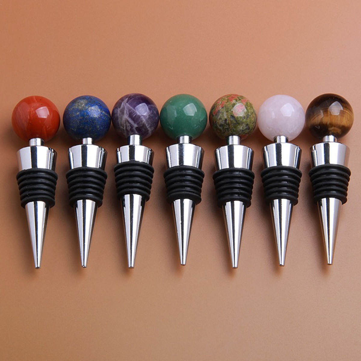 25mm Sphere Gemstone Stainless Steel Bottle Stopper