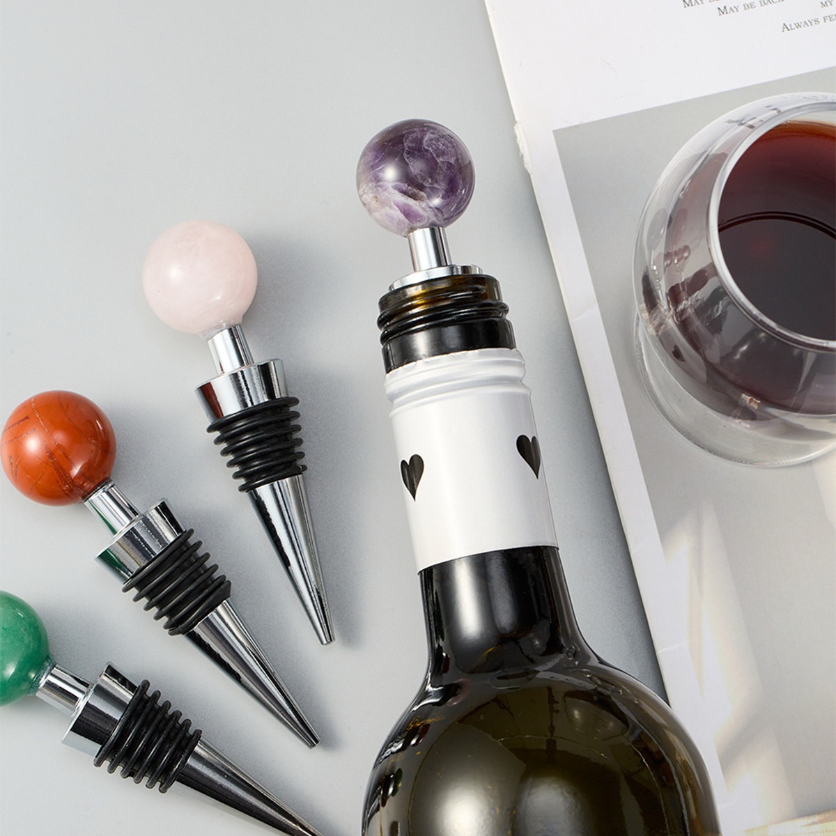 25mm Sphere Gemstone Stainless Steel Bottle Stopper