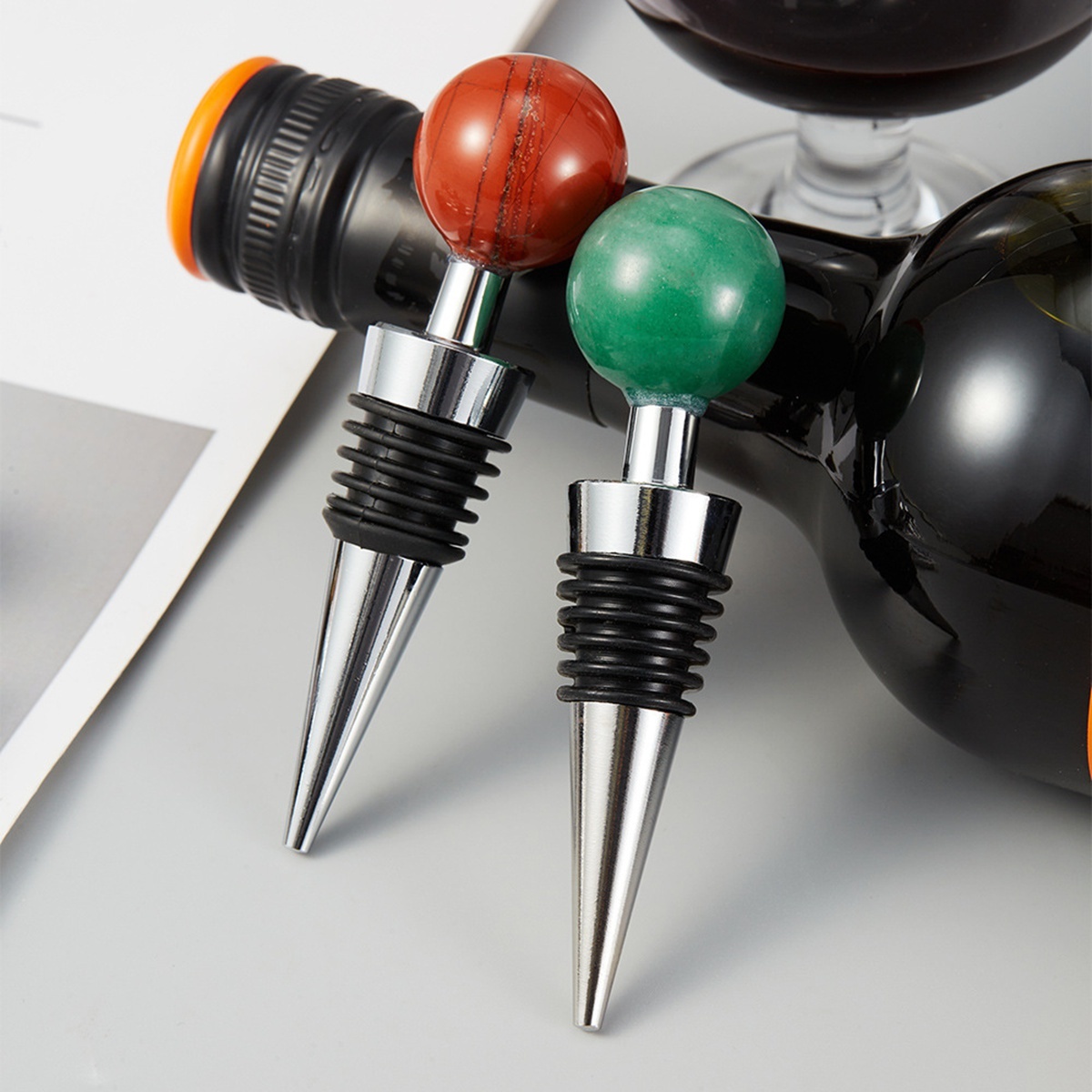 25mm Sphere Gemstone Stainless Steel Bottle Stopper