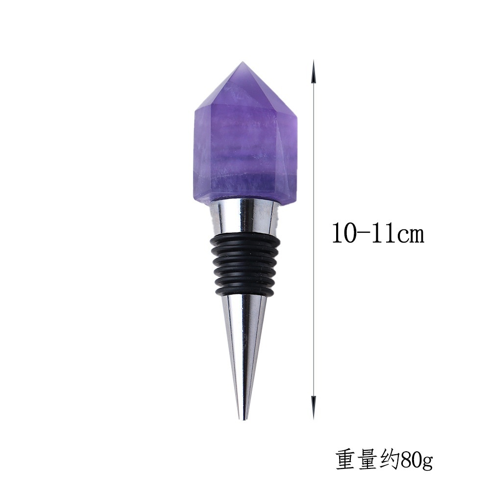 Faceted Hexagonal Pyramid Gemstone Stainless Steel Bottle Stopper