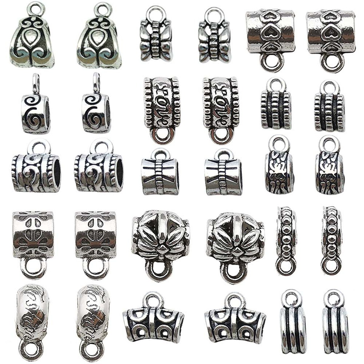 Tibetan Silver Alloy Through-Hole Connector Spacer Bead for DIY Making Jewelry