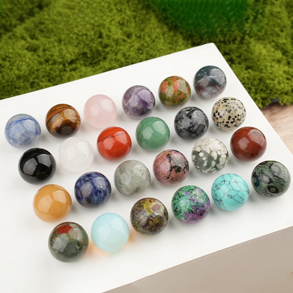 25mm Natural Round Gemstone Beads Sphere Without Hole
