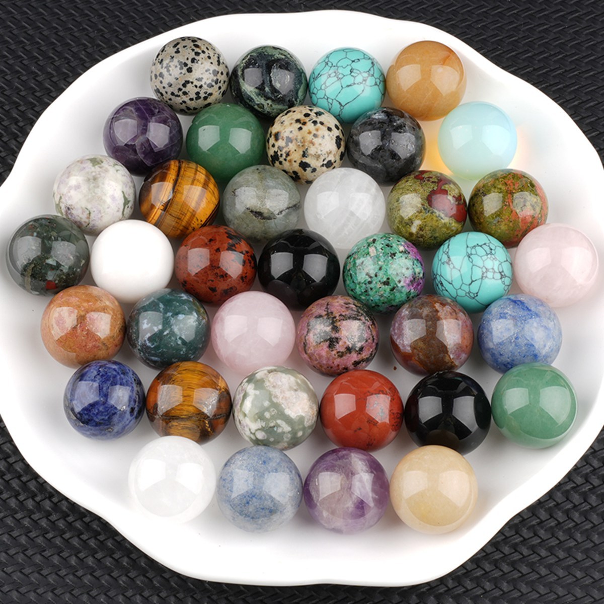 25mm Natural Round Gemstone Beads Sphere Without Hole