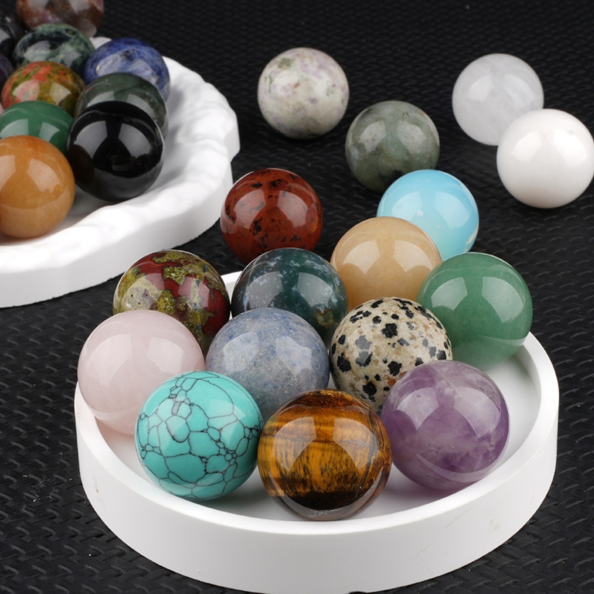 25mm Natural Round Gemstone Beads Sphere Without Hole