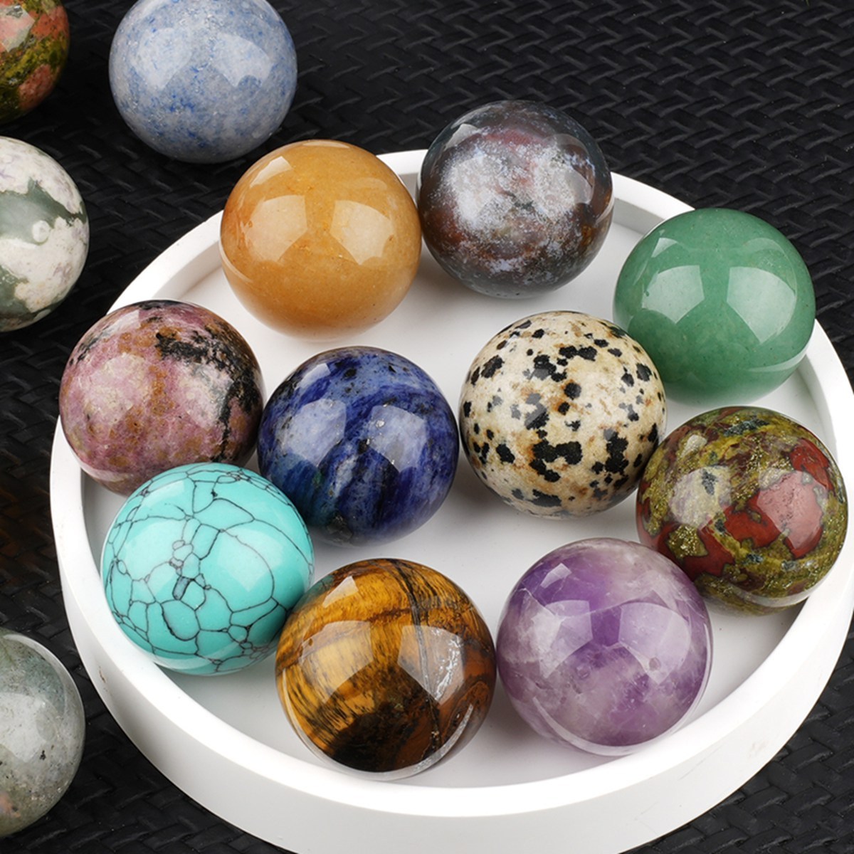 25mm Natural Round Gemstone Beads Sphere Without Hole