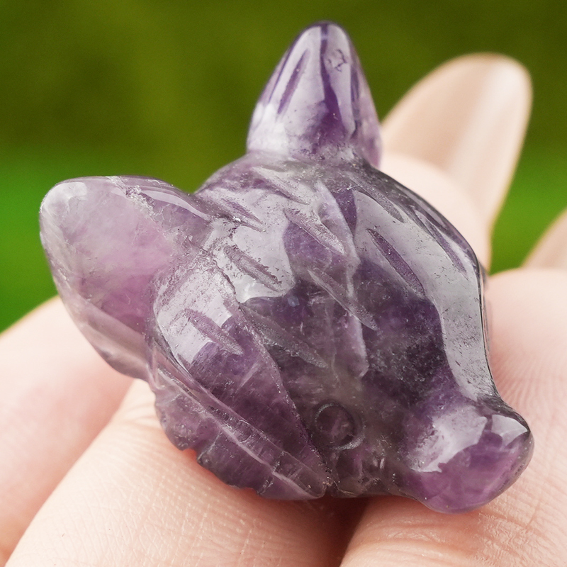 Handmade Craved 1.0Inch Gemstone Fox Head Animal Ornamentfor Home & Office Decoration