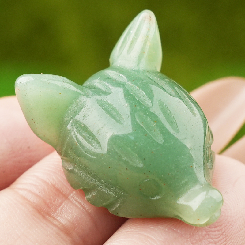 Handmade Craved 1.0Inch Gemstone Fox Head Animal Ornamentfor Home & Office Decoration