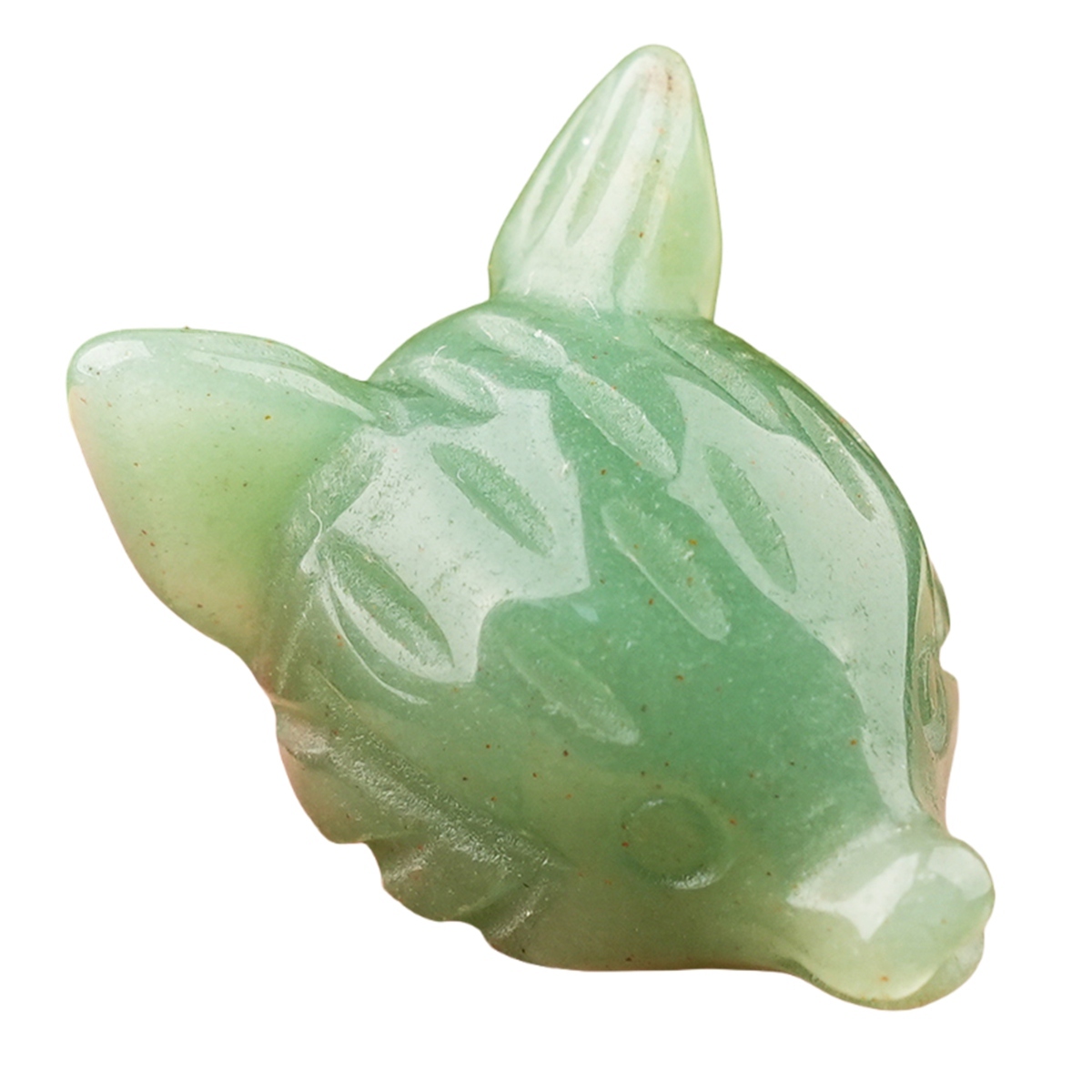 Handmade Craved 1.0Inch Gemstone Fox Head Animal Ornamentfor Home & Office Decoration