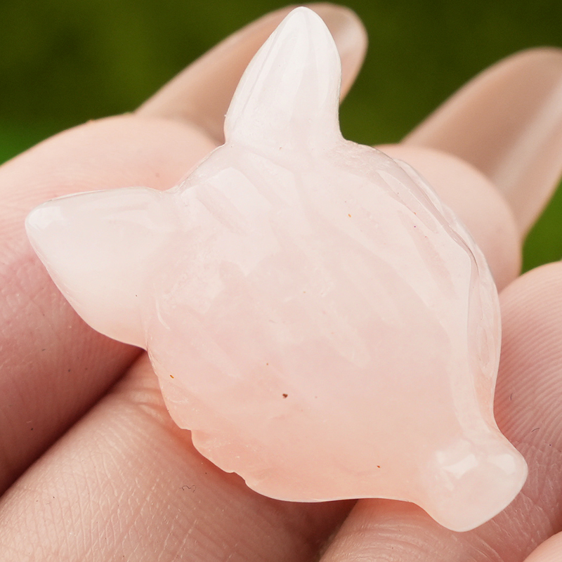 Handmade Craved 1.0Inch Gemstone Fox Head Animal Ornamentfor Home & Office Decoration