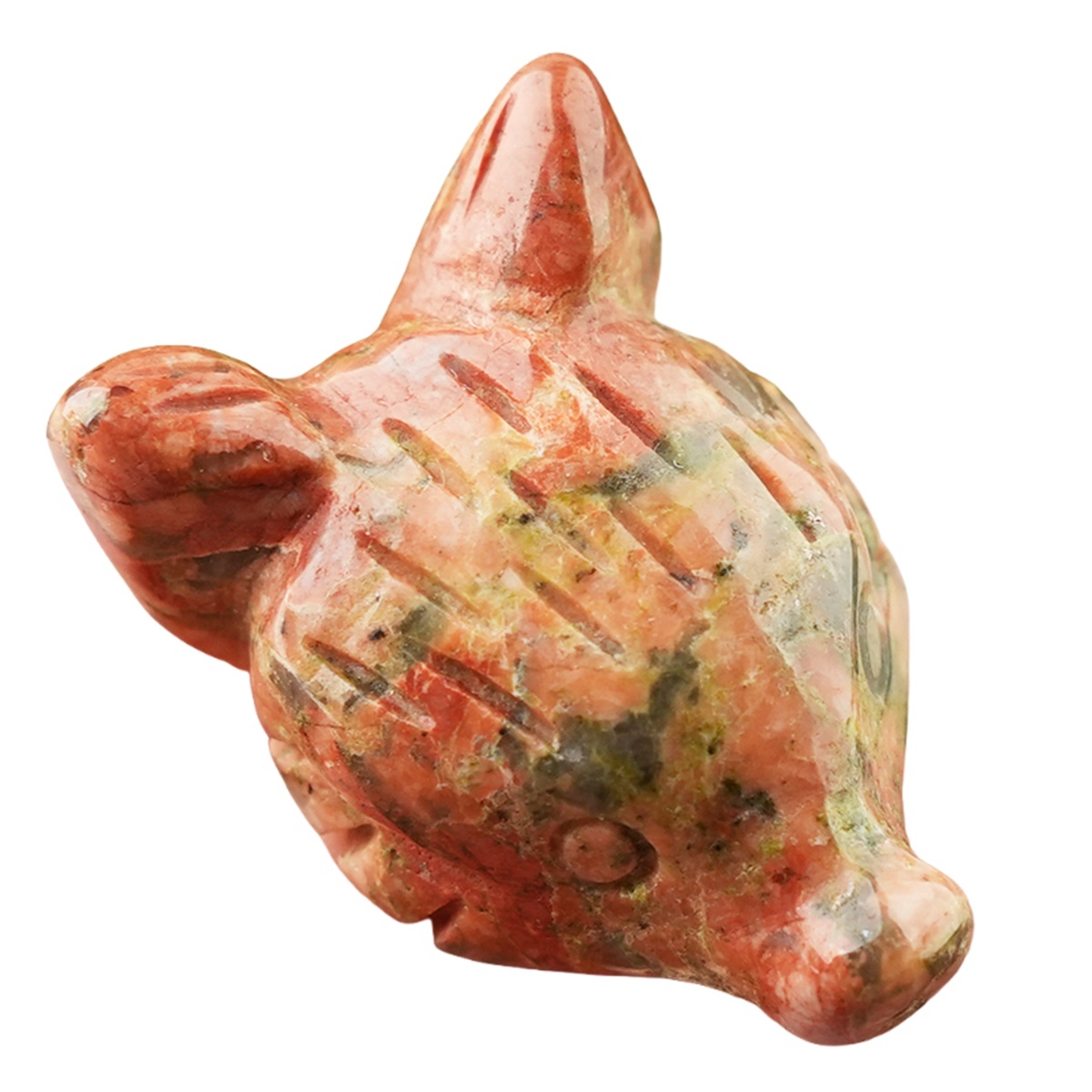 Handmade Craved 1.0Inch Gemstone Fox Head Animal Ornamentfor Home & Office Decoration