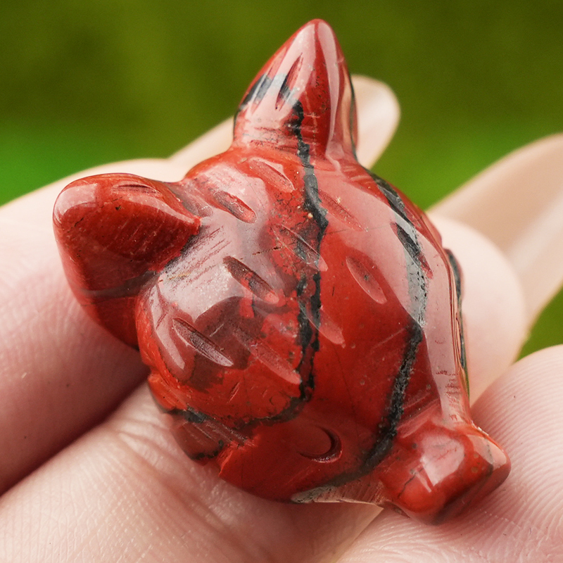 Handmade Craved 1.0Inch Gemstone Fox Head Animal Ornamentfor Home & Office Decoration