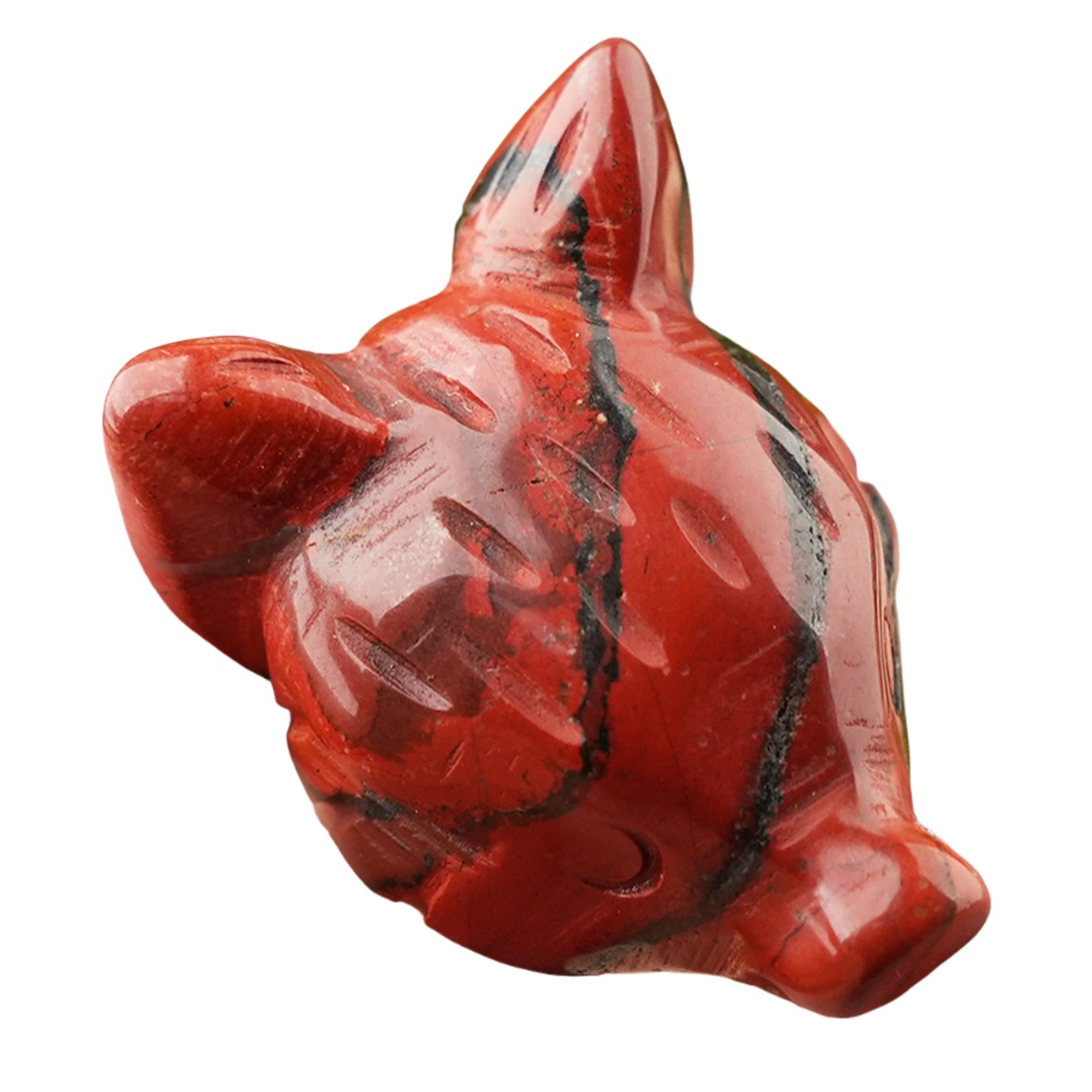 Handmade Craved 1.0Inch Gemstone Fox Head Animal Ornamentfor Home & Office Decoration