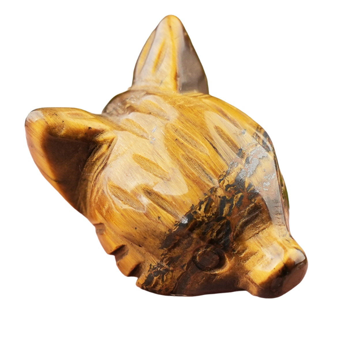 Handmade Craved 1.0Inch Gemstone Fox Head Animal Ornamentfor Home & Office Decoration