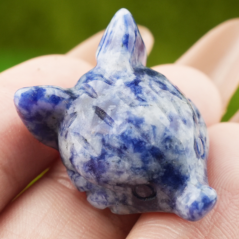 Handmade Craved 1.0Inch Gemstone Fox Head Animal Ornamentfor Home & Office Decoration