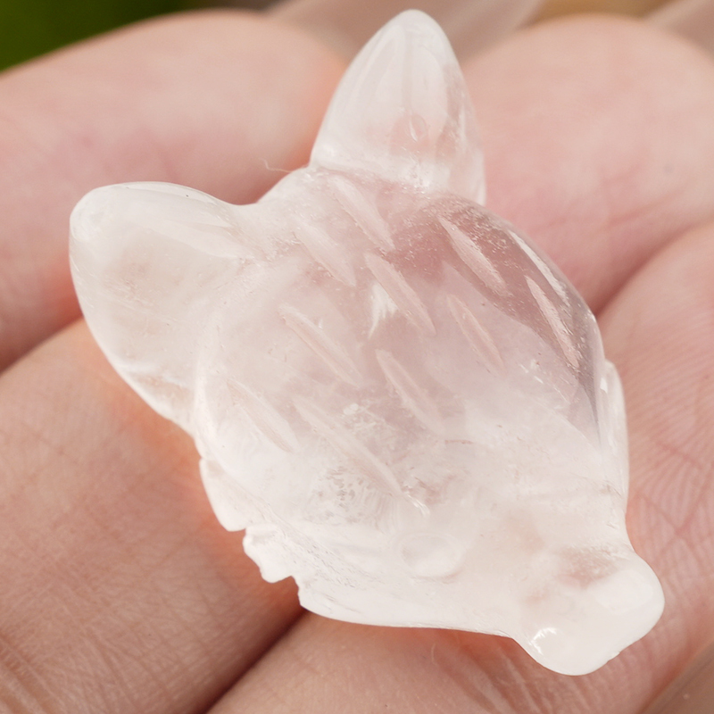 Handmade Craved 1.0Inch Gemstone Fox Head Animal Ornamentfor Home & Office Decoration