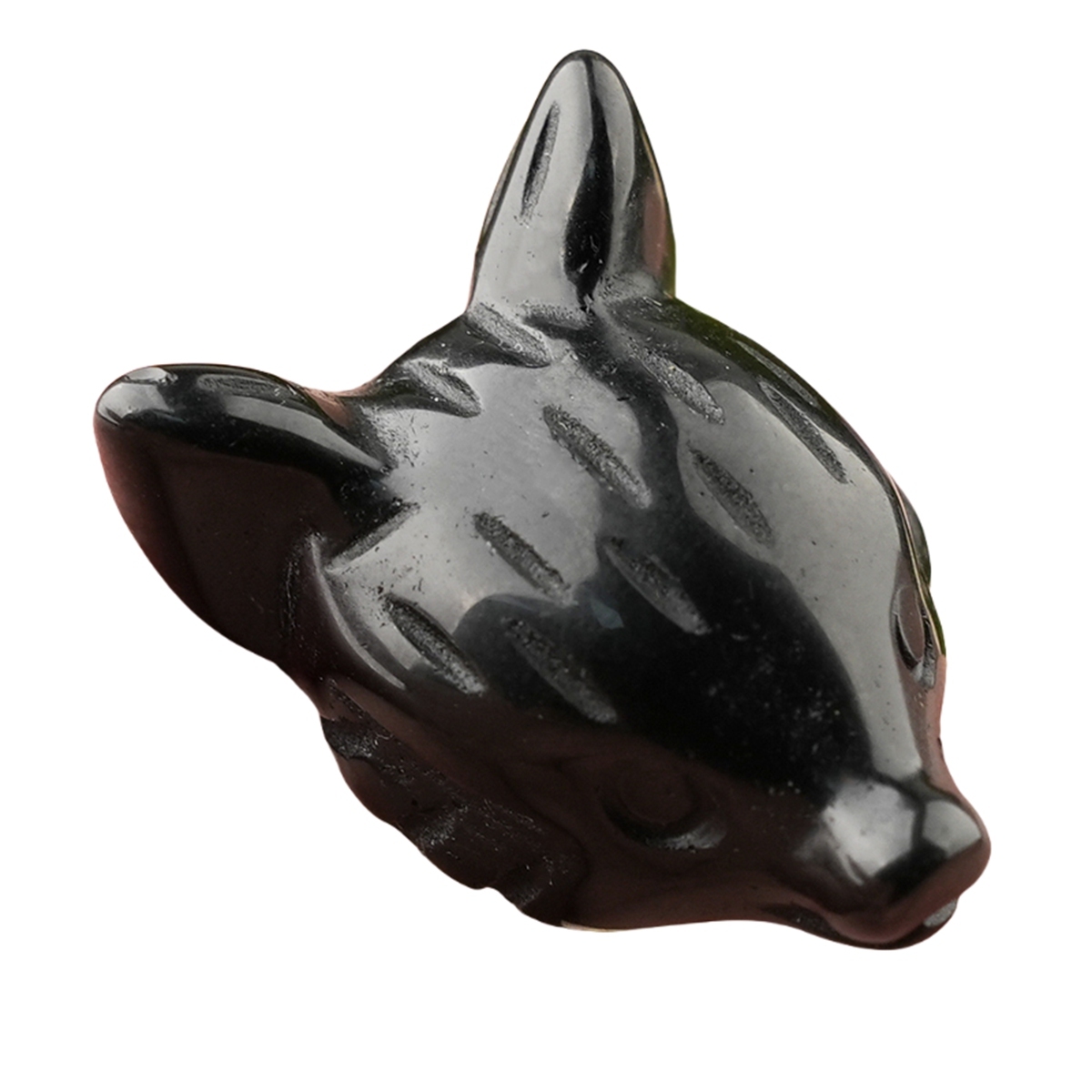 Handmade Craved 1.0Inch Gemstone Fox Head Animal Ornamentfor Home & Office Decoration