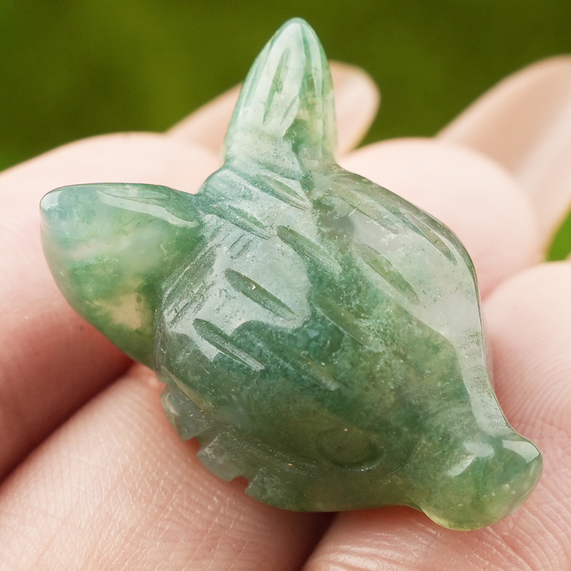 Handmade Craved 1.0Inch Gemstone Fox Head Animal Ornamentfor Home & Office Decoration