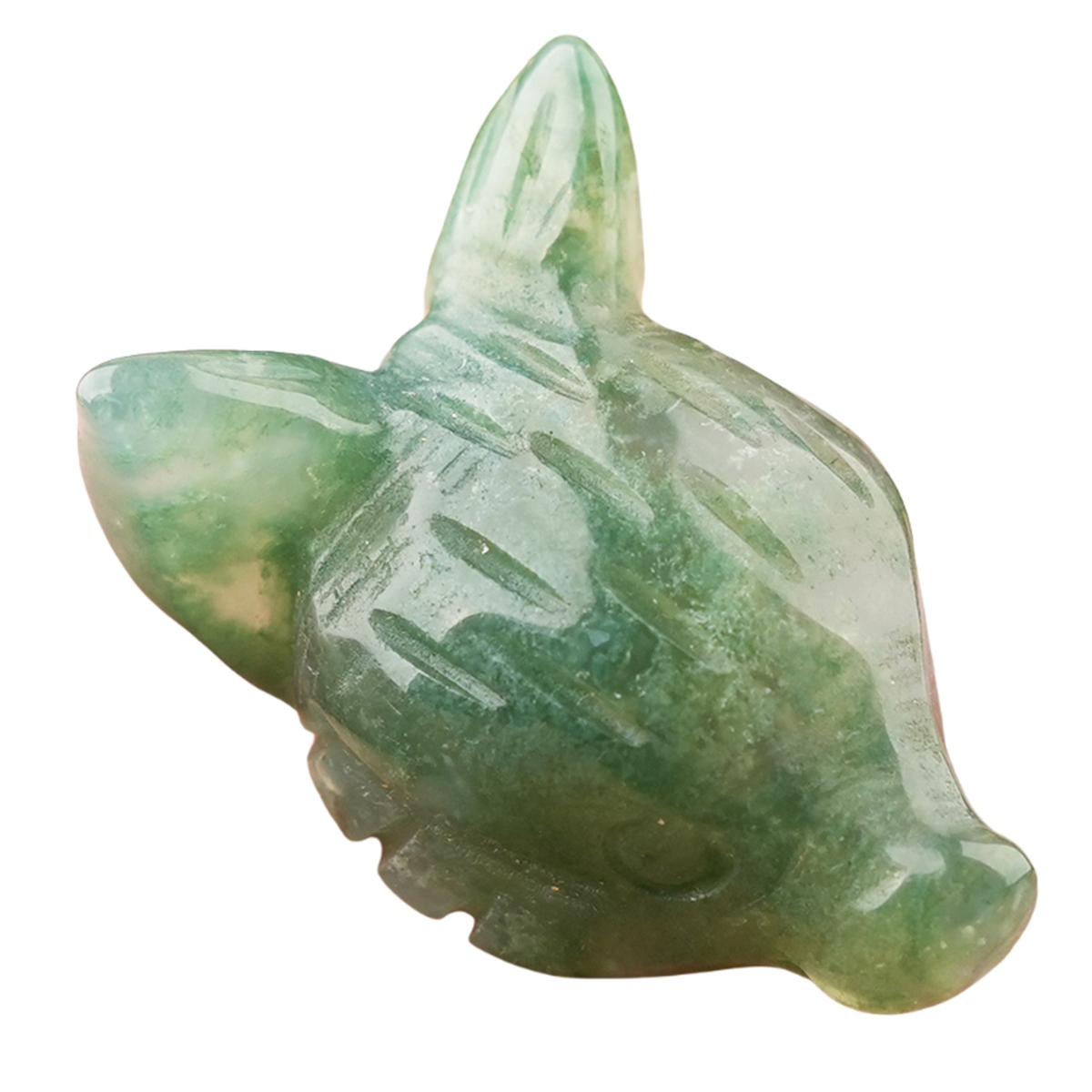 Handmade Craved 1.0Inch Gemstone Fox Head Animal Ornamentfor Home & Office Decoration