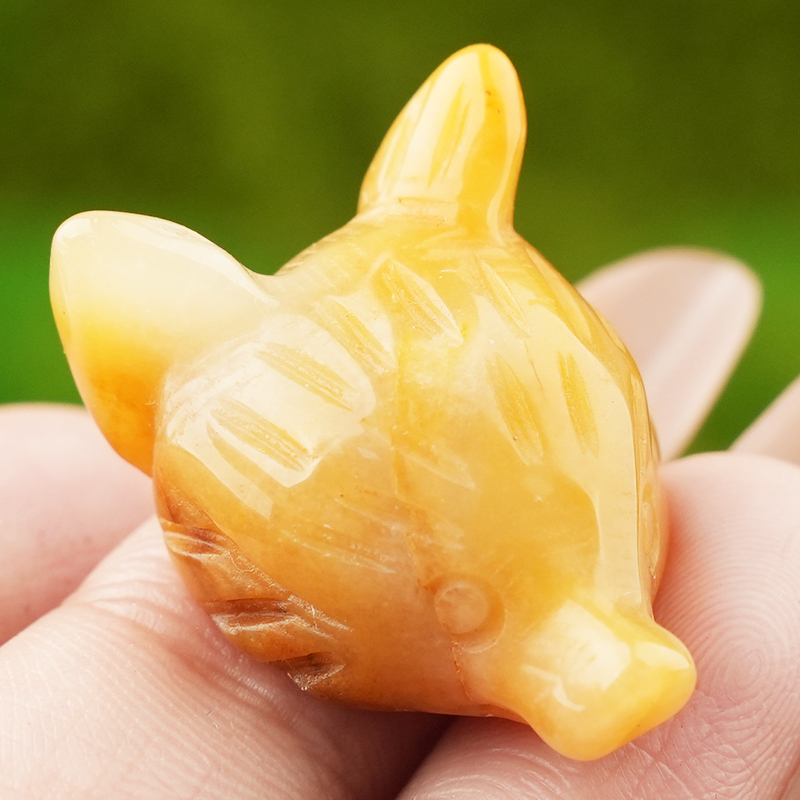 Handmade Craved 1.0Inch Gemstone Fox Head Animal Ornamentfor Home & Office Decoration