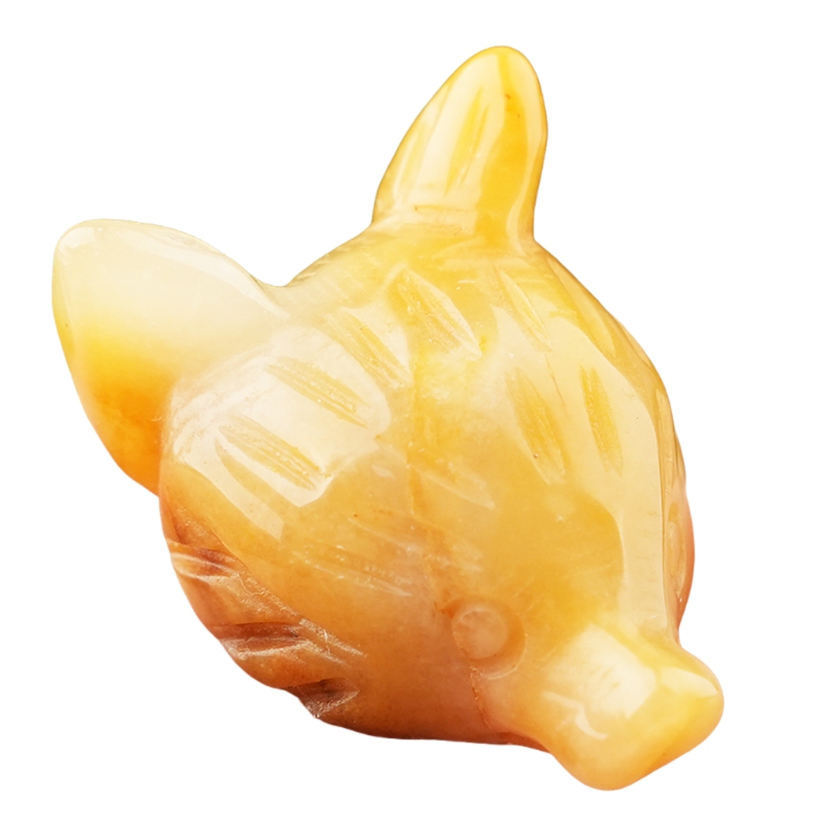 Handmade Craved 1.0Inch Gemstone Fox Head Animal Ornamentfor Home & Office Decoration