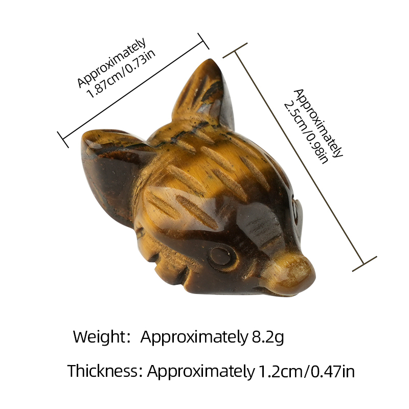 Handmade Craved 1.0Inch Gemstone Fox Head Animal Ornamentfor Home & Office Decoration