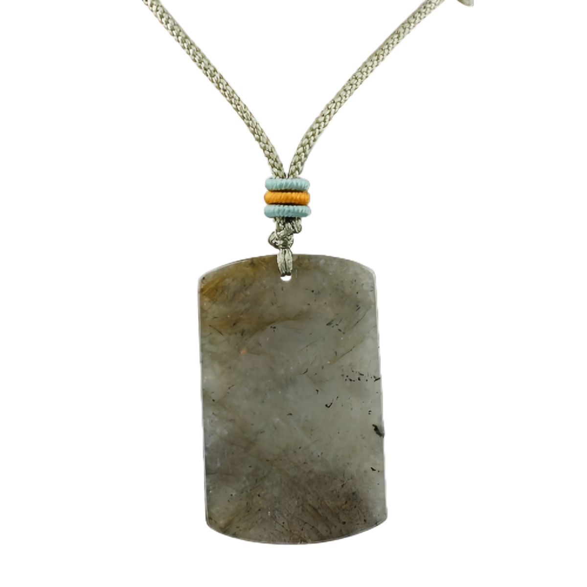 25X40MM Rectangle Gemstone Pendant Necklace Adjustable Rope