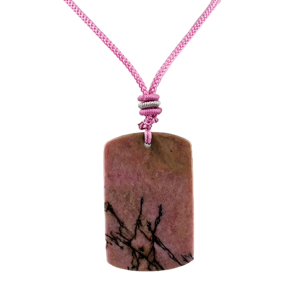 25X40MM Rectangle Gemstone Pendant Necklace Adjustable Rope