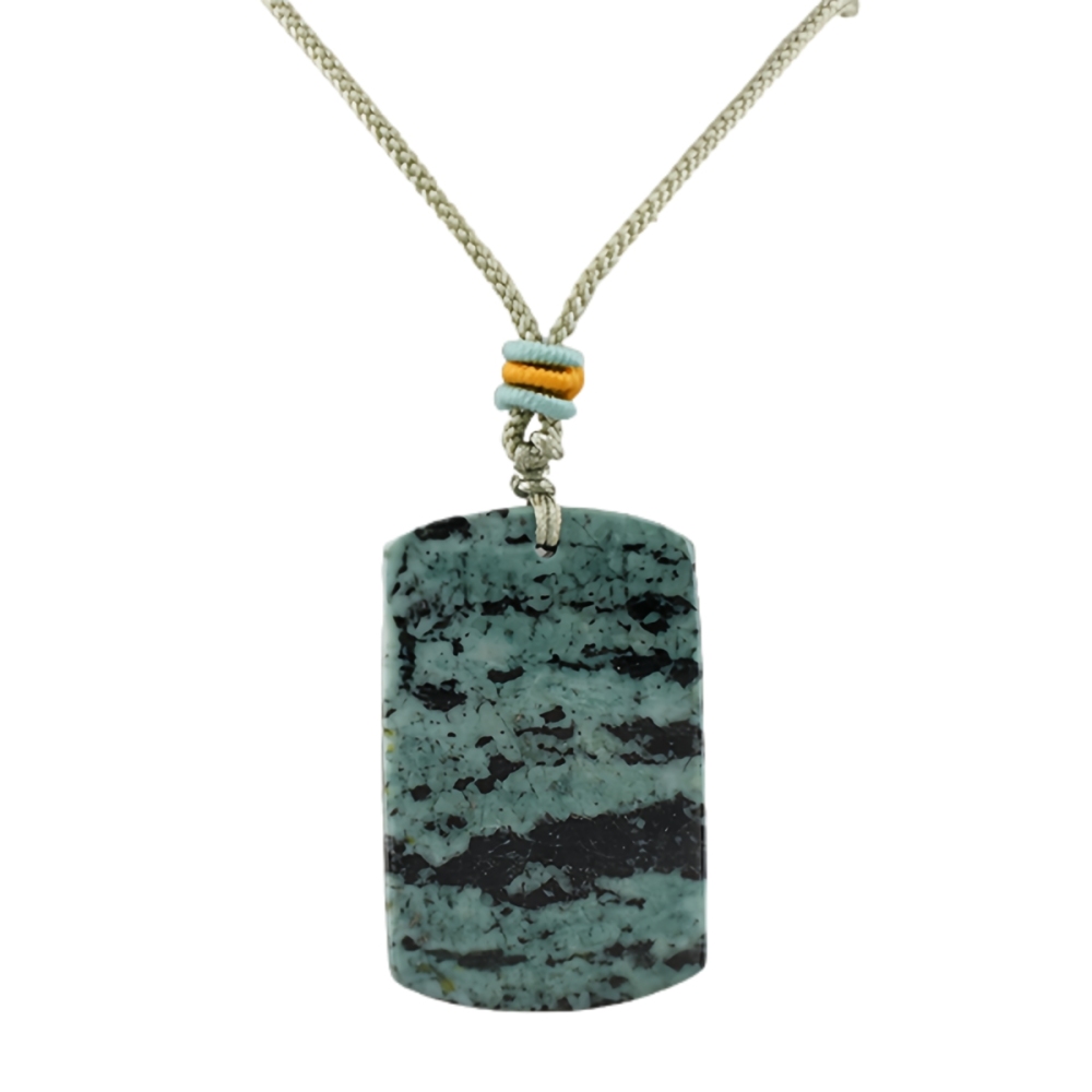 25X40MM Rectangle Gemstone Pendant Necklace Adjustable Rope