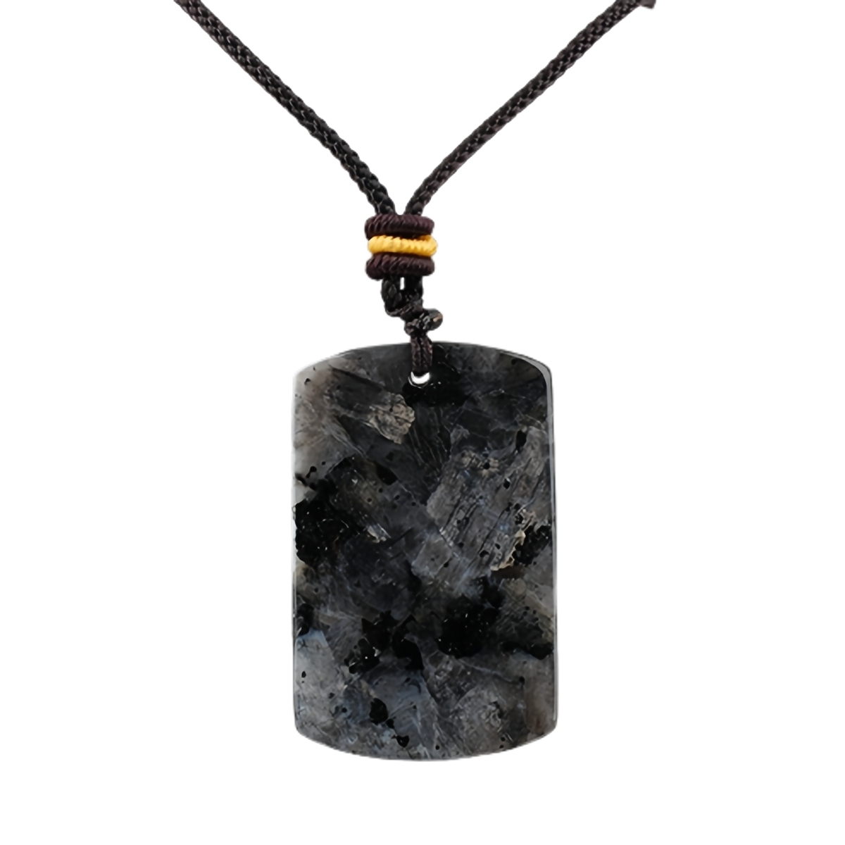 25X40MM Rectangle Gemstone Pendant Necklace Adjustable Rope