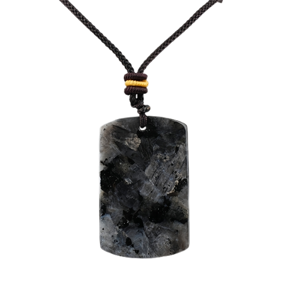 25X40MM Rectangle Gemstone Pendant Necklace Adjustable Rope