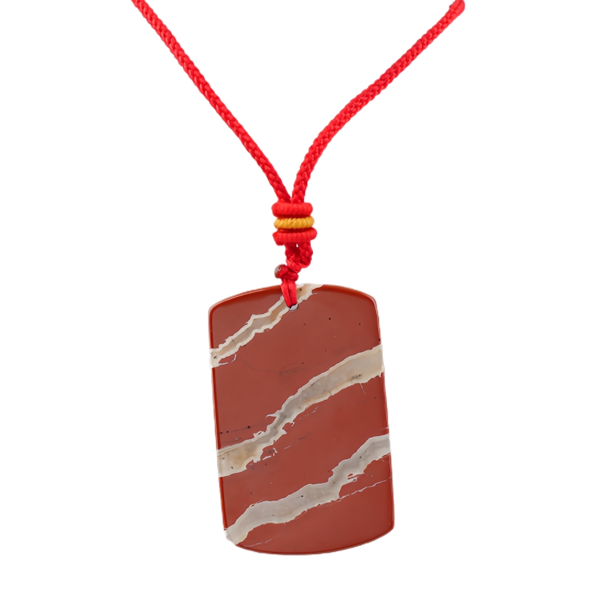 25X40MM Rectangle Gemstone Pendant Necklace Adjustable Rope
