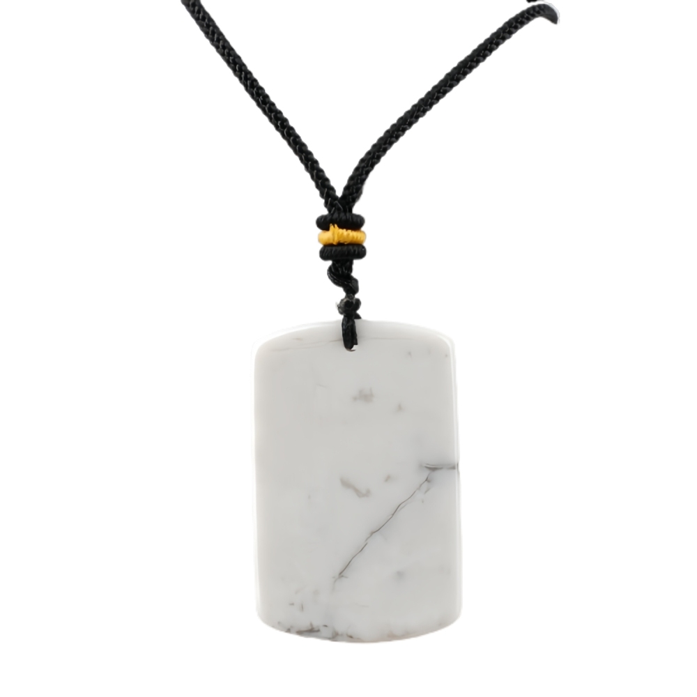 25X40MM Rectangle Gemstone Pendant Necklace Adjustable Rope