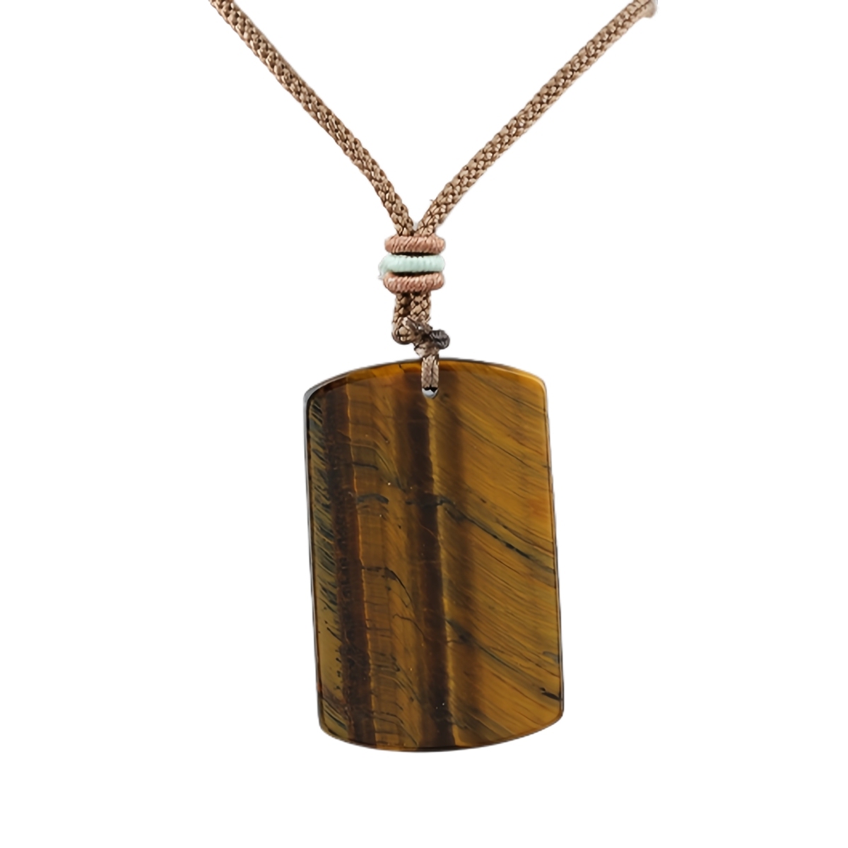25X40MM Rectangle Gemstone Pendant Necklace Adjustable Rope