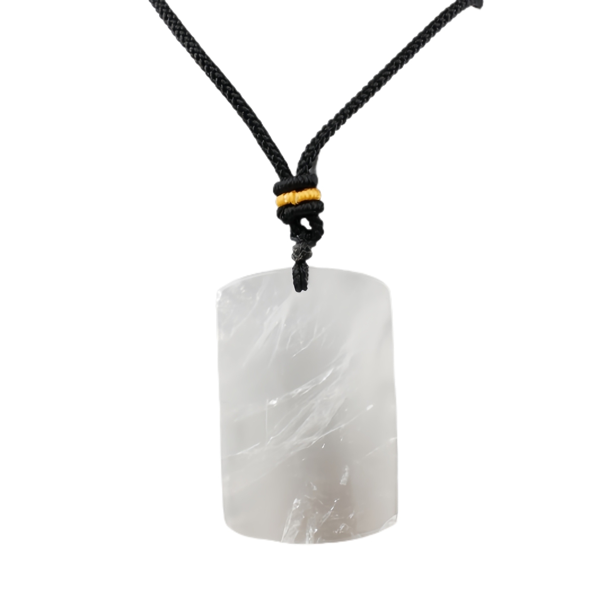 25X40MM Rectangle Gemstone Pendant Necklace Adjustable Rope
