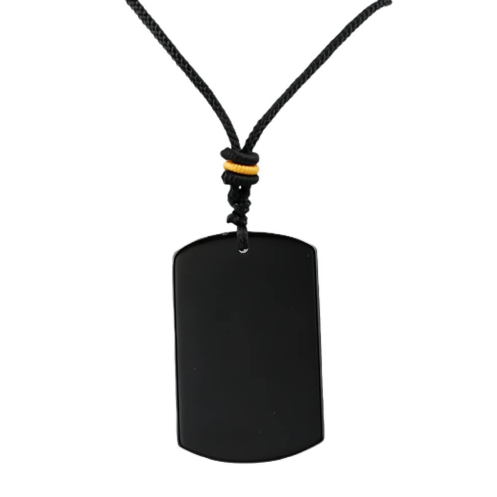 25X40MM Rectangle Gemstone Pendant Necklace Adjustable Rope