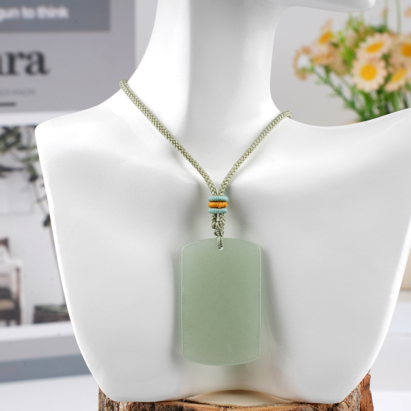 25X40MM Rectangle Gemstone Pendant Necklace Adjustable Rope