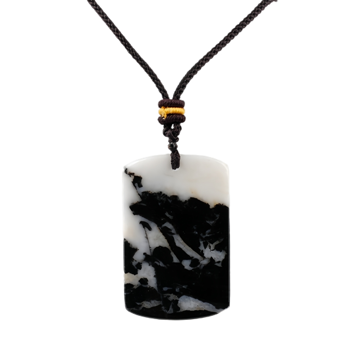 25X40MM Rectangle Gemstone Pendant Necklace Adjustable Rope
