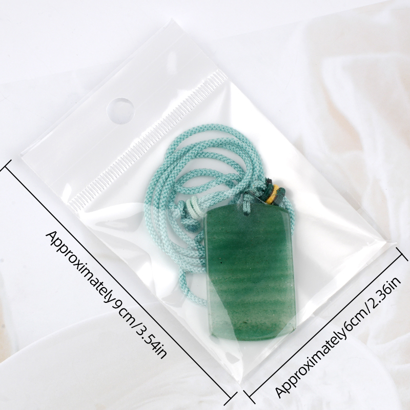 25X40MM Rectangle Gemstone Pendant Necklace Adjustable Rope