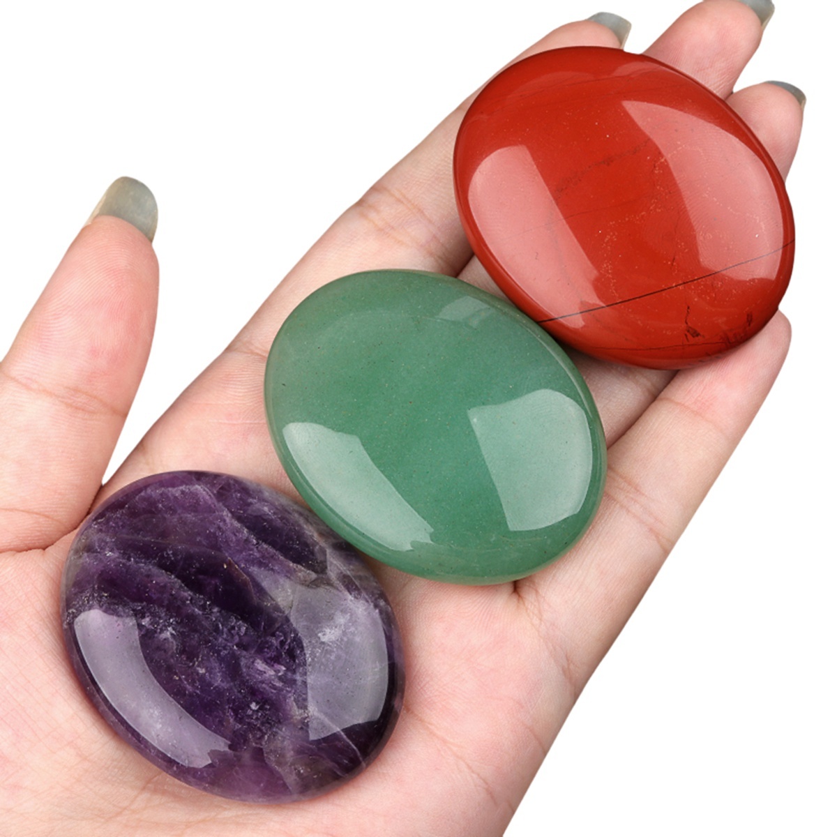 38X48MM Oval Palm Stone  Pebble Energy Worry Pocket Gemstone
