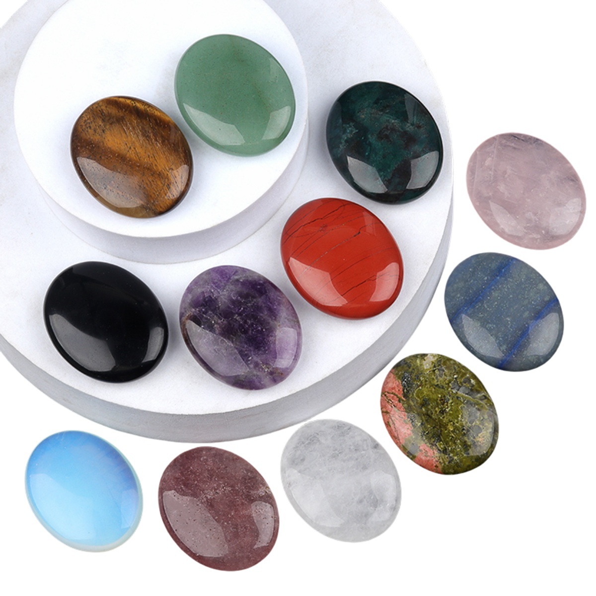 38X48MM Oval Palm Stone  Pebble Energy Worry Pocket Gemstone