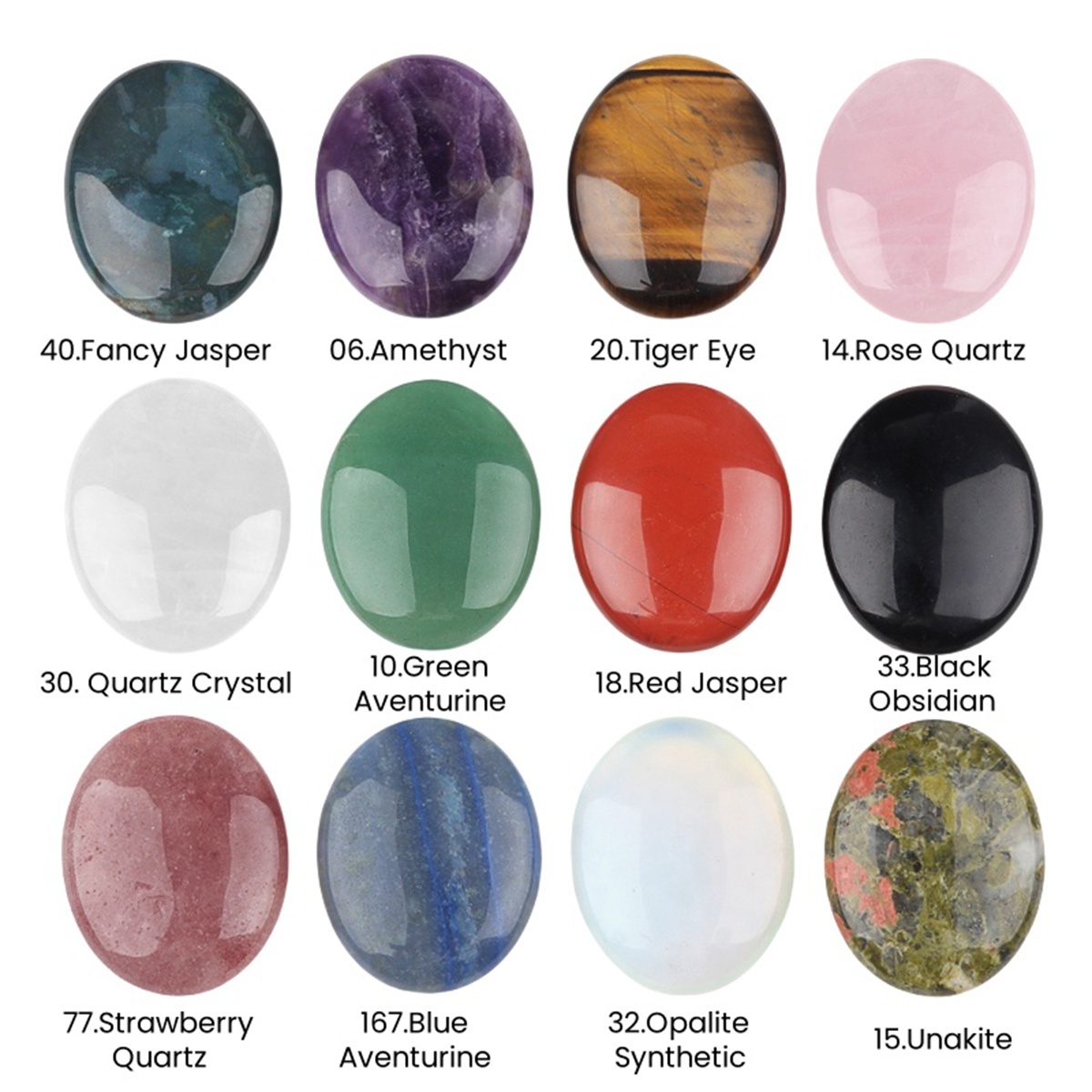 38X48MM Oval Palm Stone  Pebble Energy Worry Pocket Gemstone