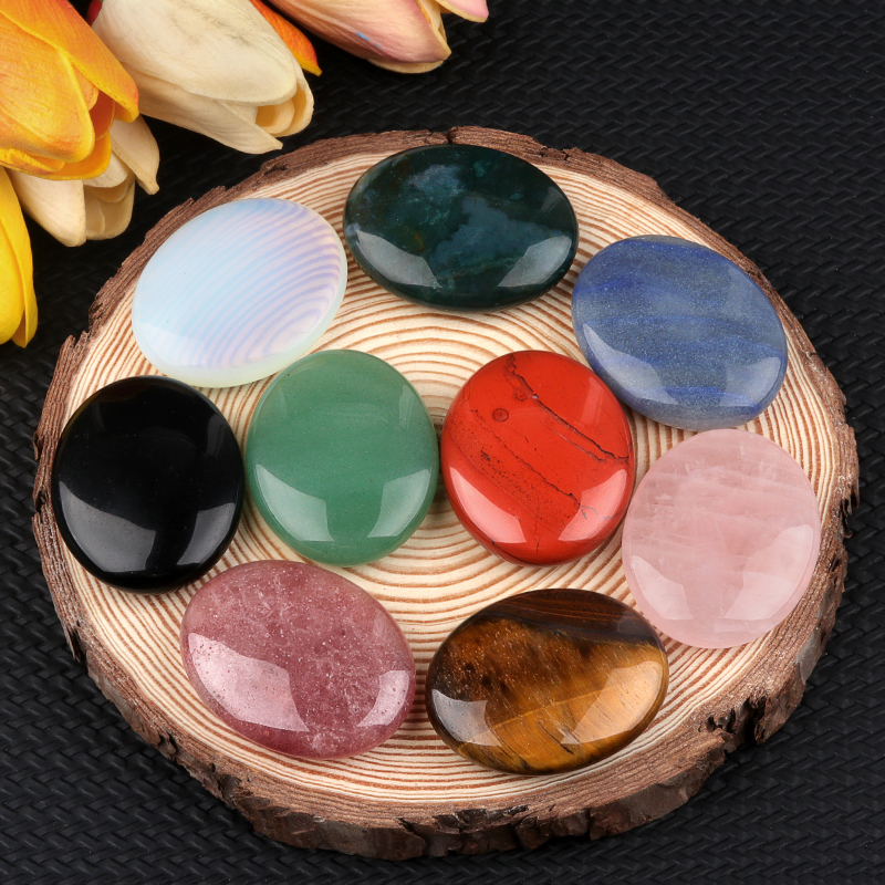 38X48MM Oval Palm Stone  Pebble Energy Worry Pocket Gemstone