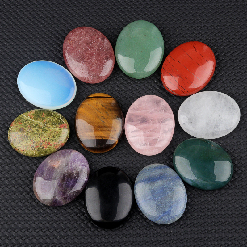 38X48MM Oval Palm Stone  Pebble Energy Worry Pocket Gemstone