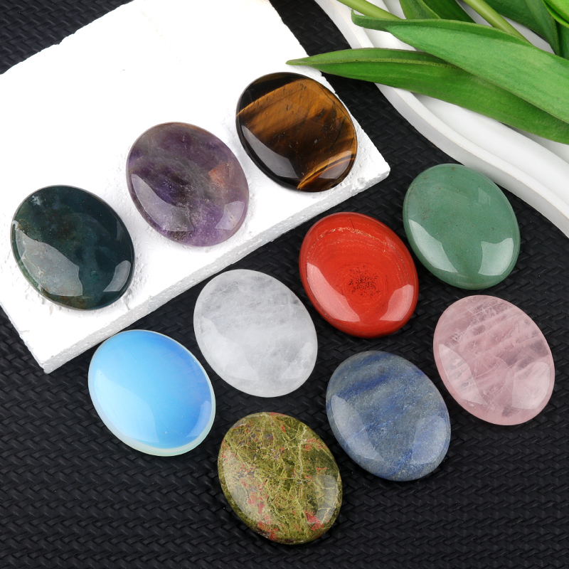 38X48MM Oval Palm Stone  Pebble Energy Worry Pocket Gemstone