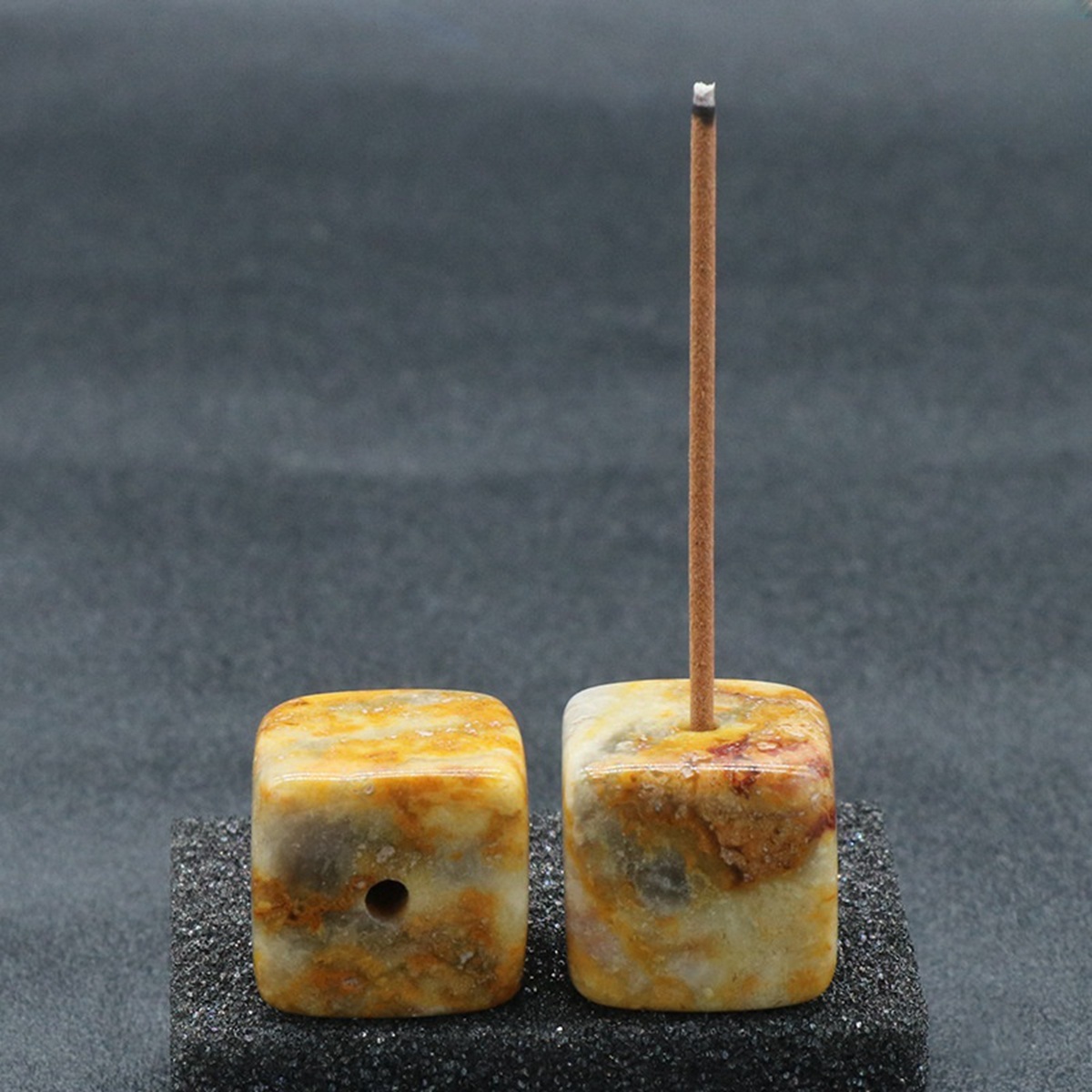 Gemstone 20mm Cube Base Used For Incense Handmade Craved