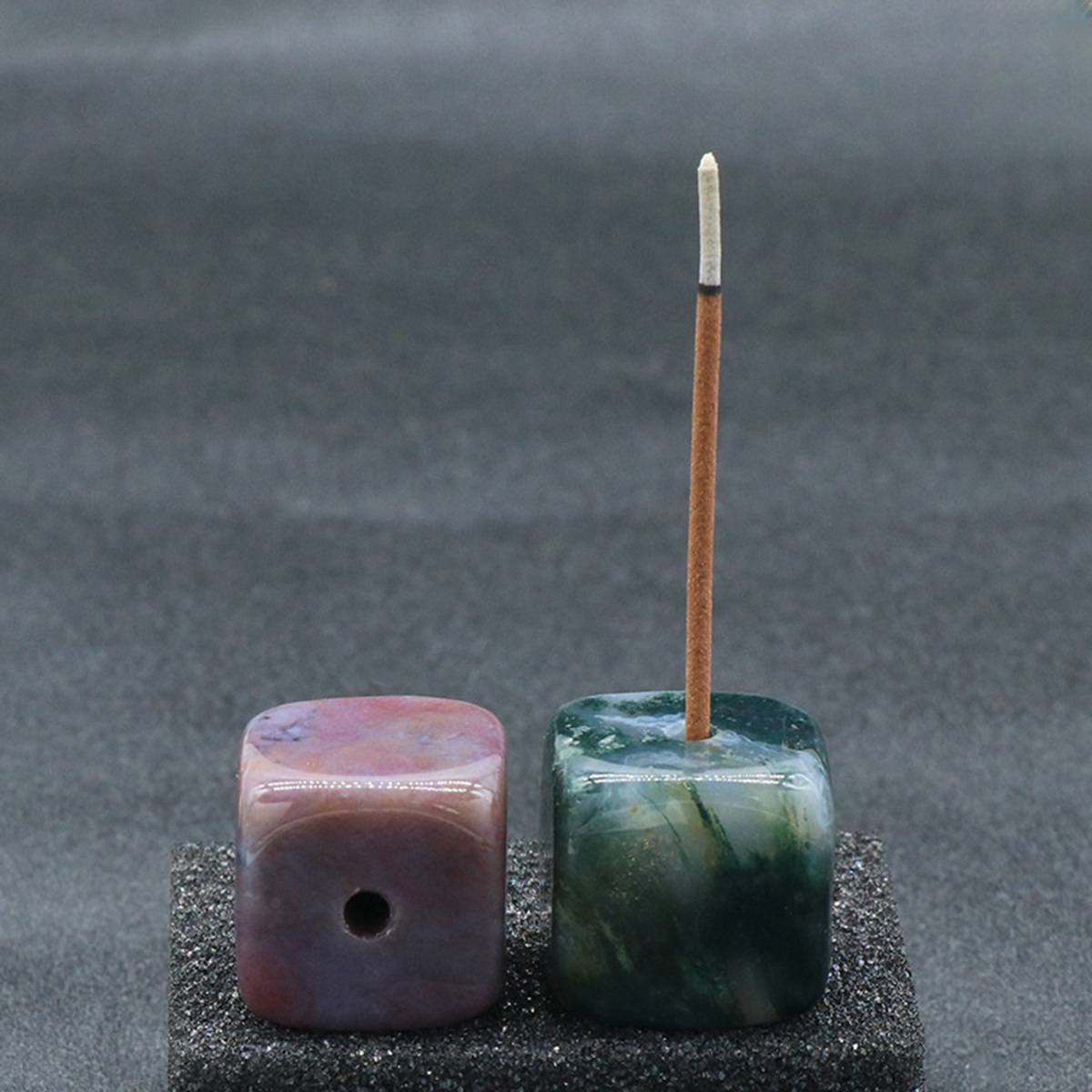 Gemstone 20mm Cube Base Used For Incense Handmade Craved