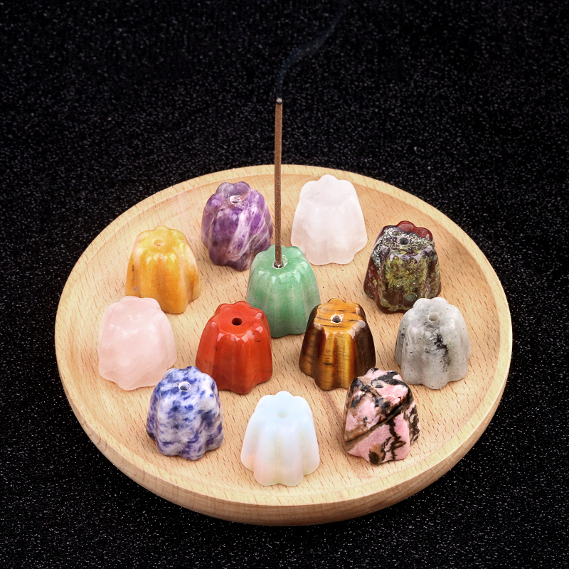 Gemstone 20mm Flower Base Used For Incense Handmade Craved