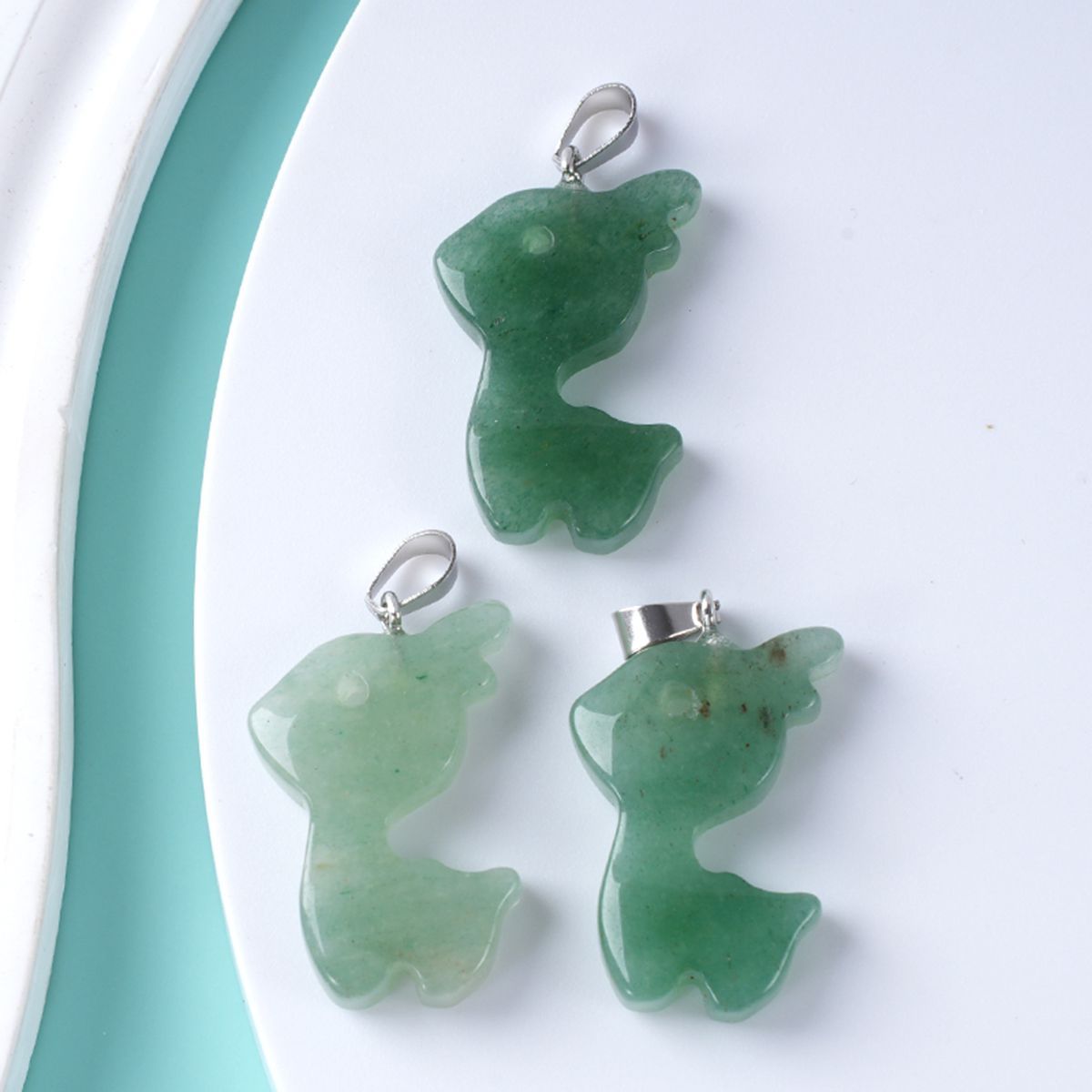 32MM Fawn & Deerlet Stone Pendant for Making Jewlery  Handmade Craved