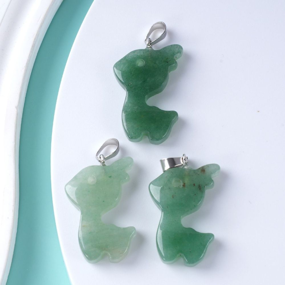 32MM Fawn & Deerlet Stone Pendant for Making Jewlery  Handmade Craved