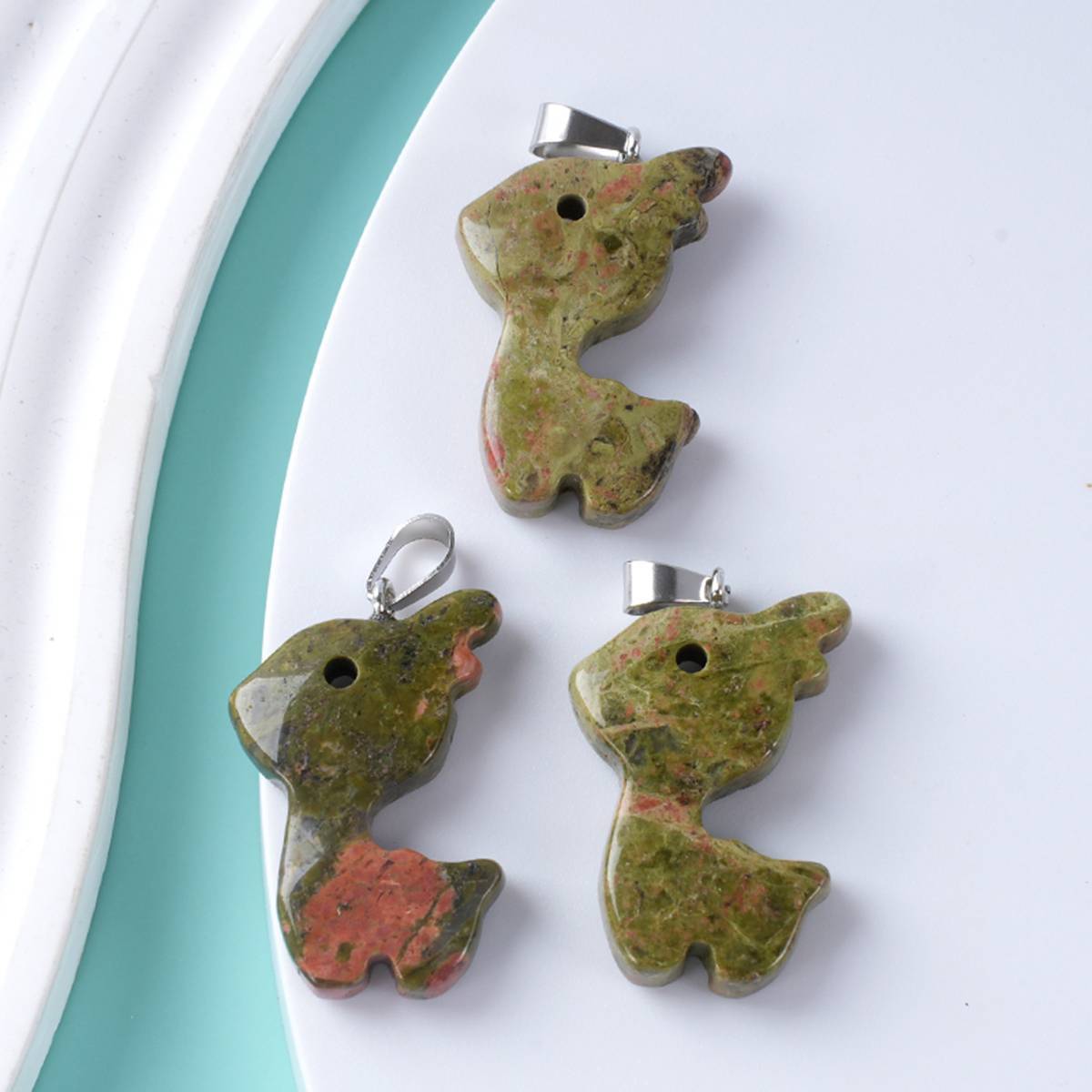 32MM Fawn & Deerlet Stone Pendant for Making Jewlery  Handmade Craved